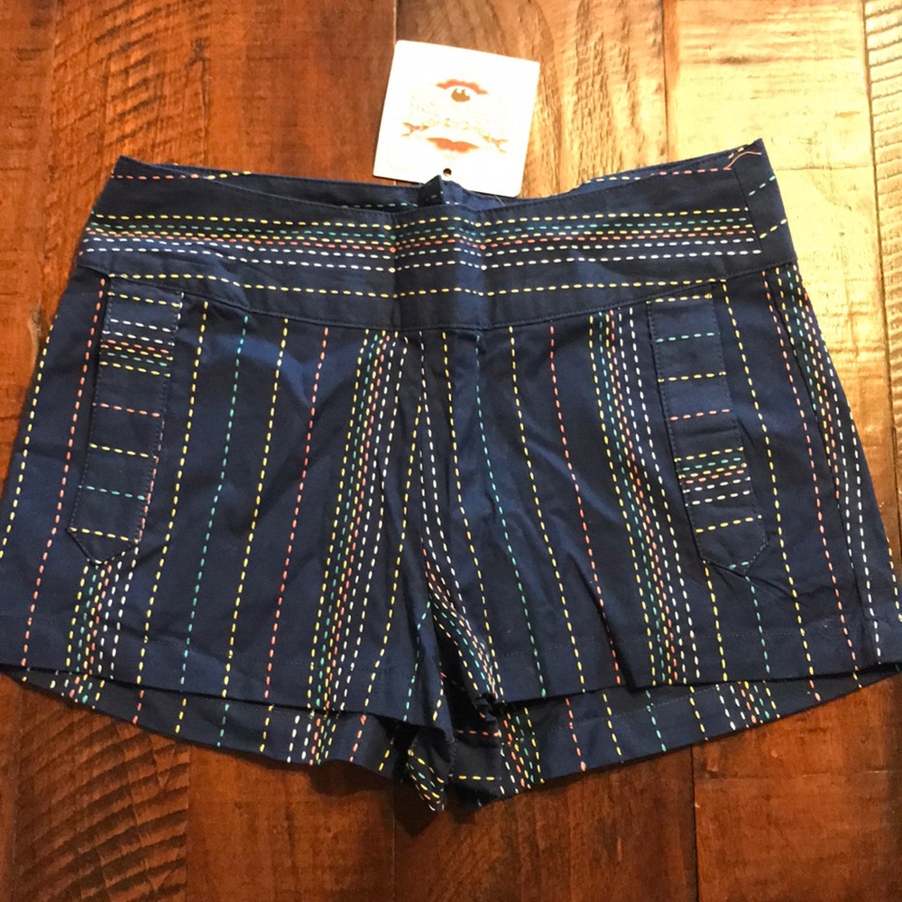 TULLE Sz 0 Navy Blue Striped Shorts